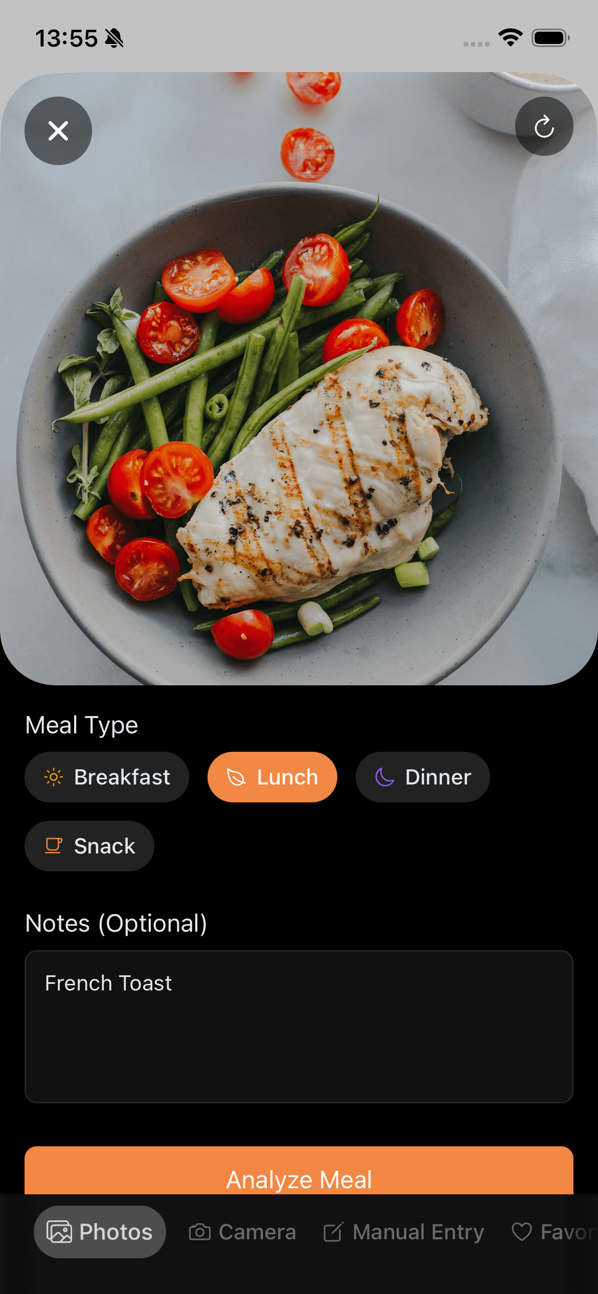 Swicy meal capture preview